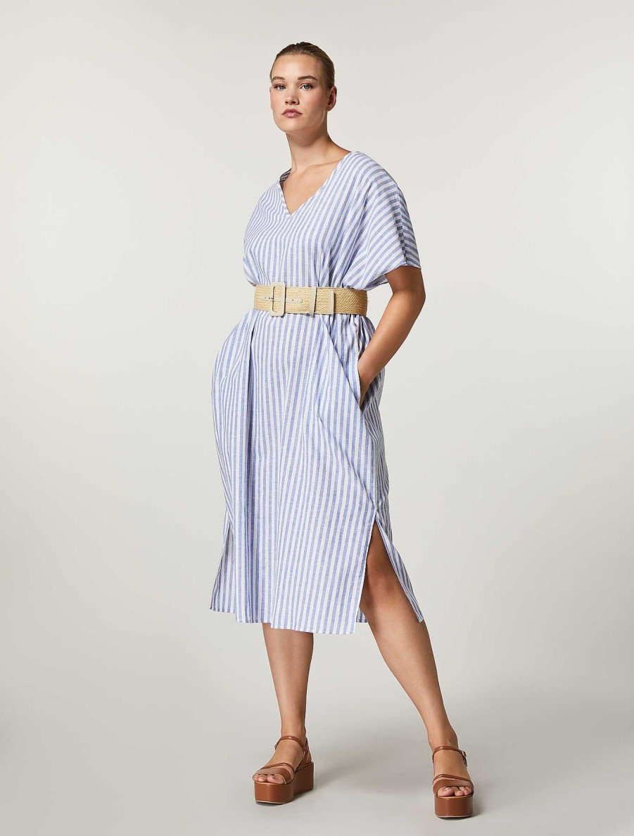 Dresses | Marina Rinaldi Linen And Cotton Canvas Dress