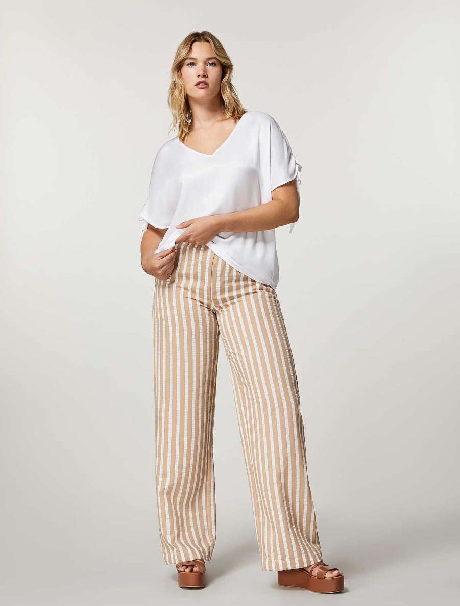 Trousers | Marina Rinaldi Viscose Jacquard Trousers