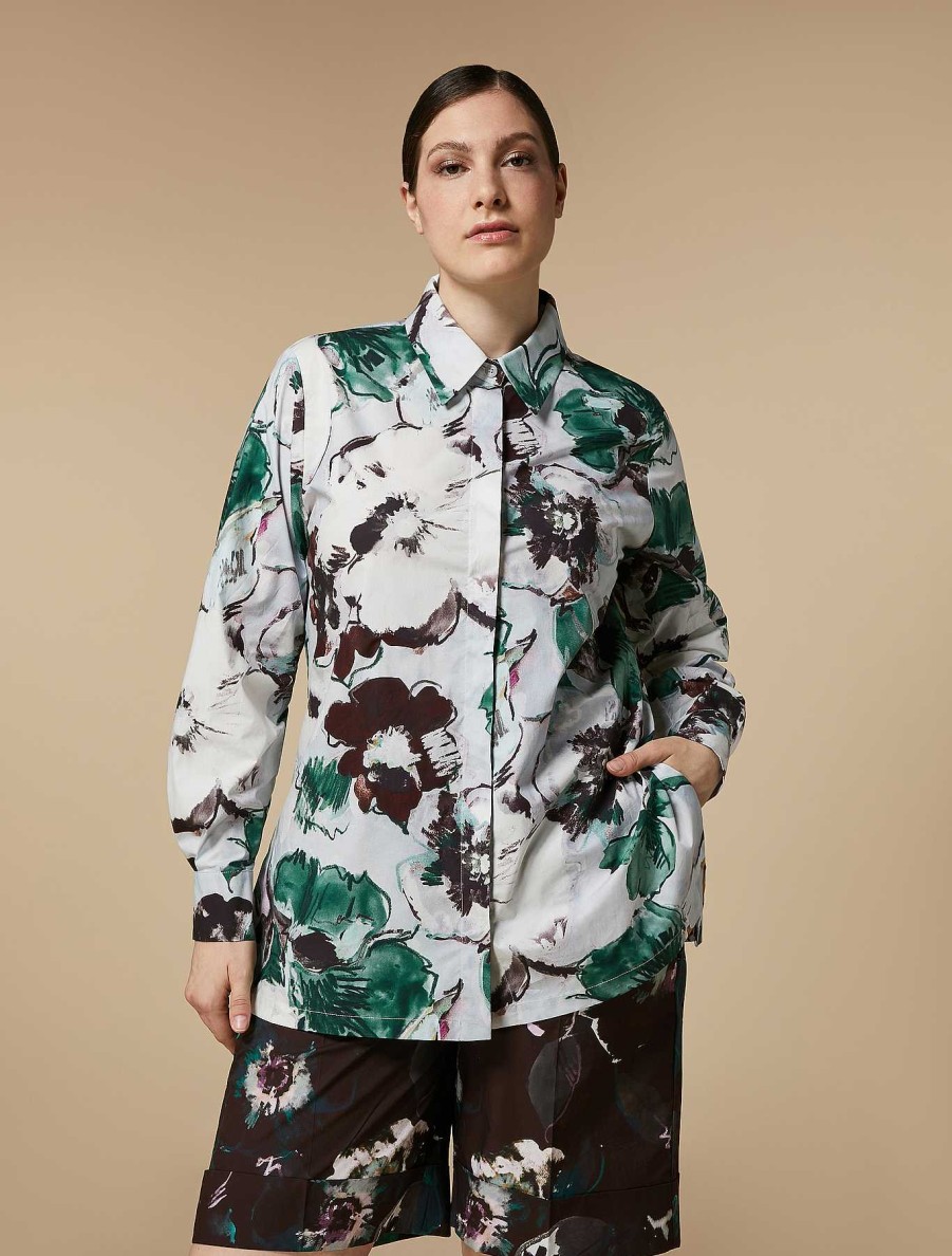 Blouses & Shirts | Marina Rinaldi Printed Poplin Shirt