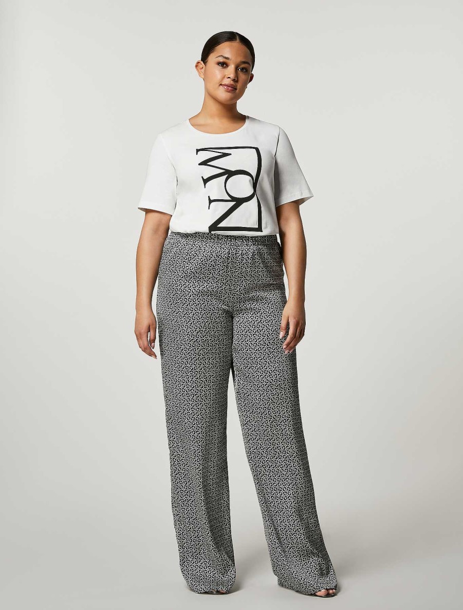 Trousers | Marina Rinaldi Printed Satin Trousers