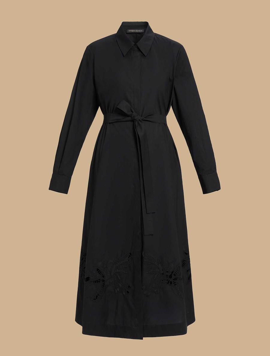 Dresses | Marina Rinaldi Embroidered Poplin Shirt Dress