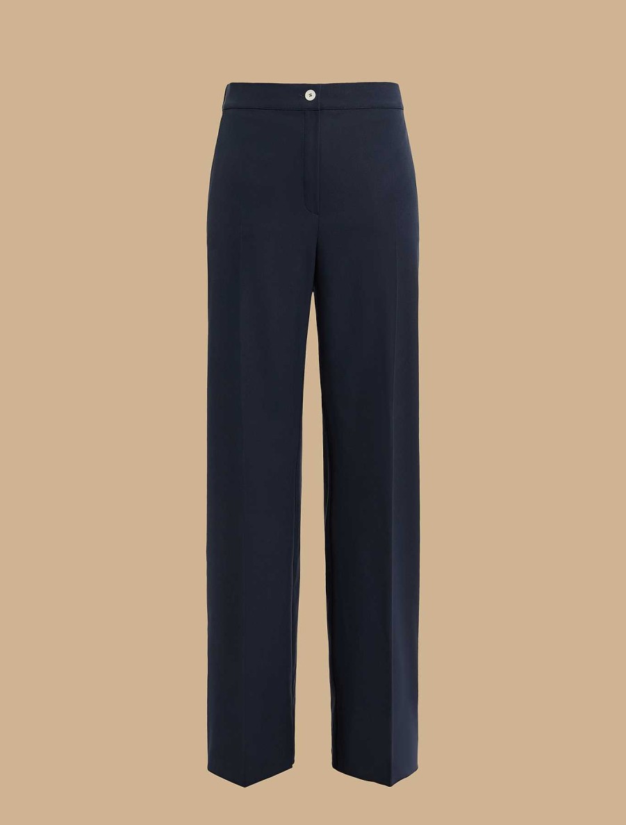 Trousers | Marina Rinaldi Wide-Leg Viscose-Blend Trousers