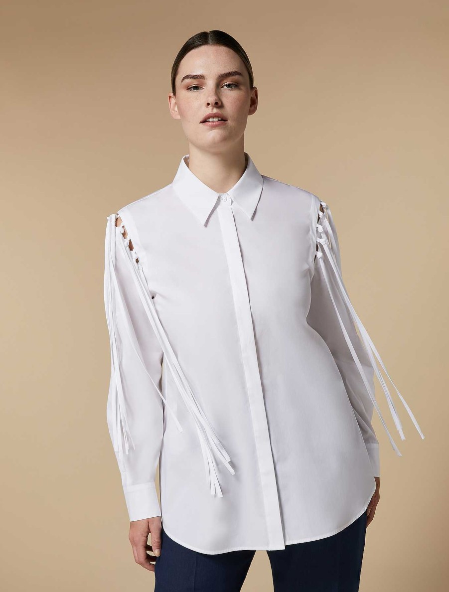 Blouses & Shirts | Marina Rinaldi Fringed Poplin Shirt