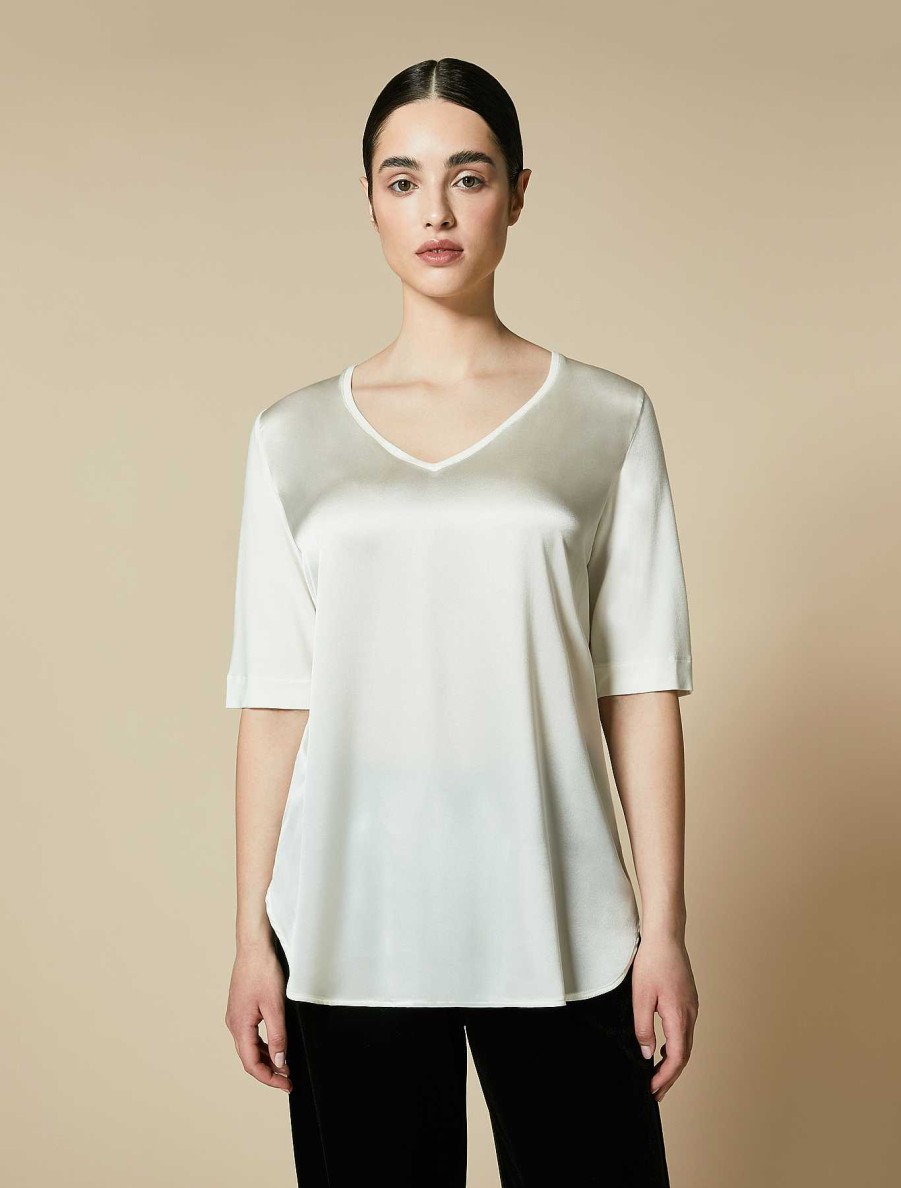 Tops & T-Shirts | Marina Rinaldi Silk And Jersey T-Shirt