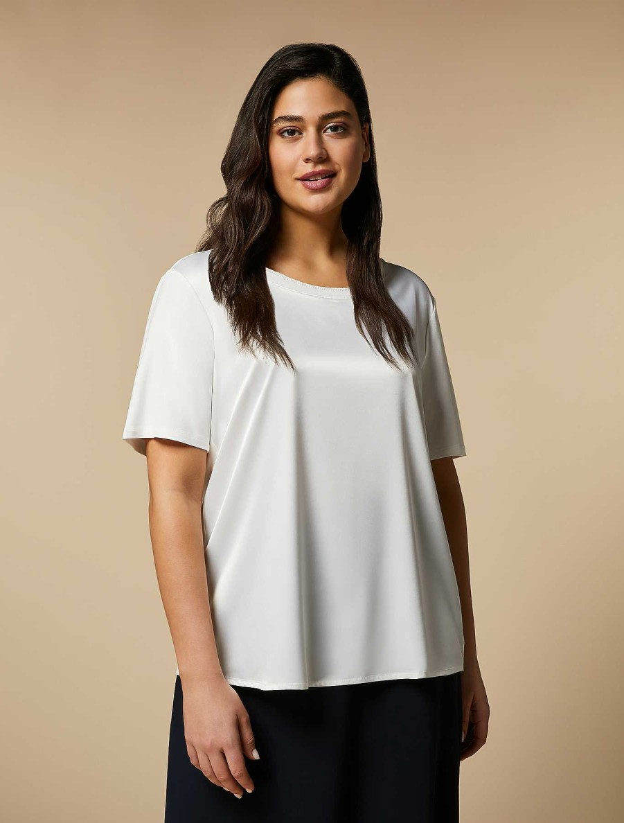 Tops & T-Shirts | Marina Rinaldi Jersey And Satin T-Shirt