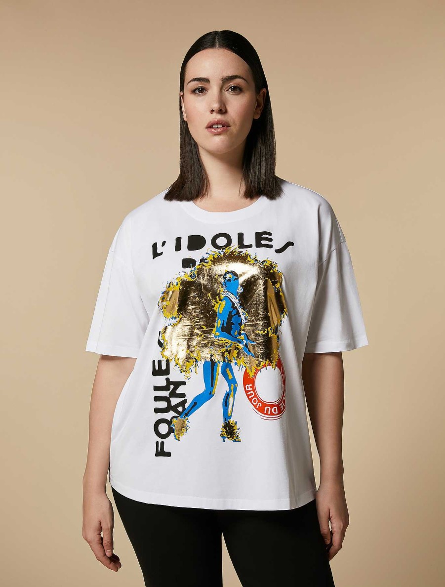 Tops & T-Shirts | Marina Rinaldi Print-Adorned Jersey T-Shirt