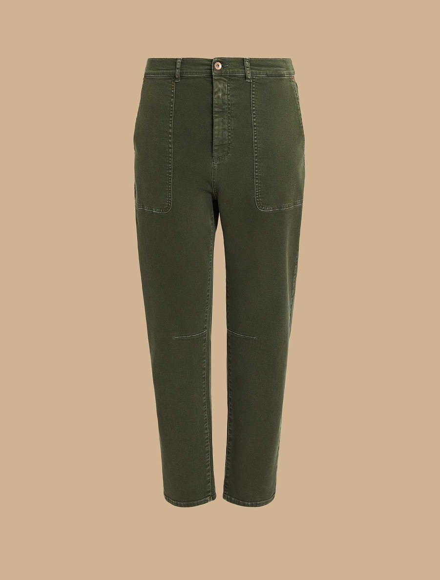 Trousers | Marina Rinaldi Cotton Bull Denim Trousers