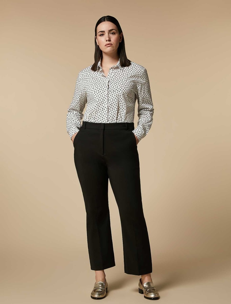 Trousers | Marina Rinaldi Flared Cotton-Blend Trousers