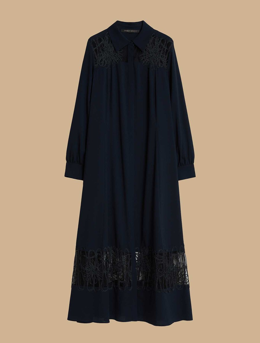 Dresses | Marina Rinaldi Embroidered Crepe Shirt Dress