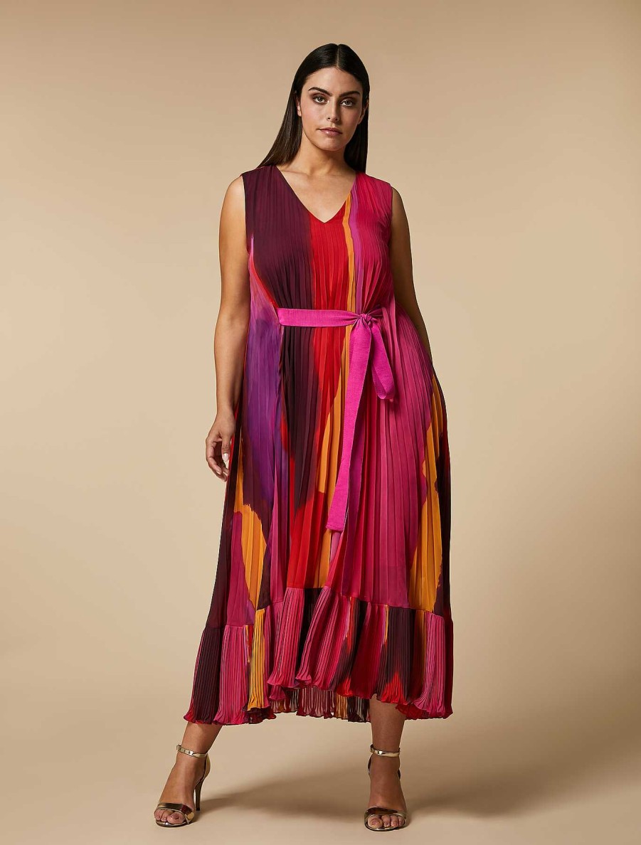 Dresses | Marina Rinaldi Long Pleated Georgette Dress