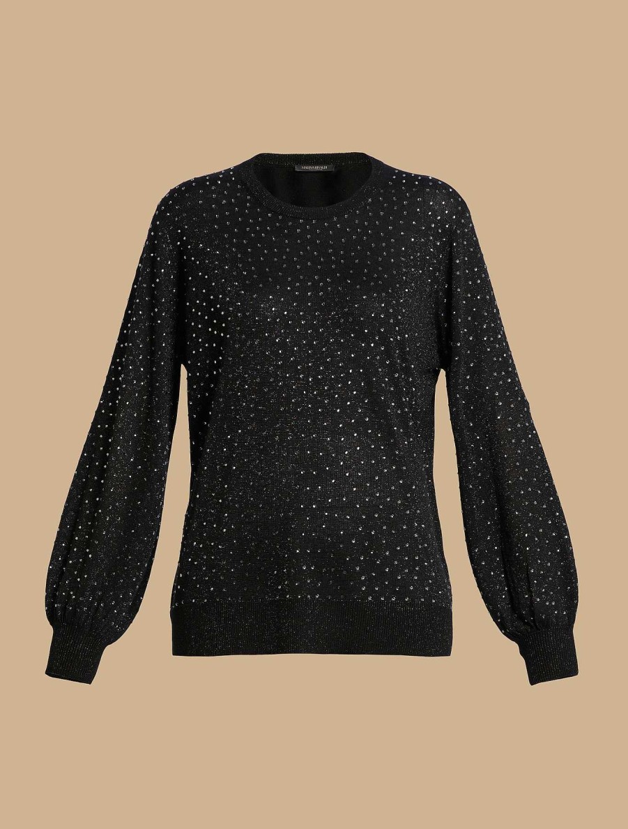 Knitwear | Marina Rinaldi Rhinestone-Adorned Viscose Sweater