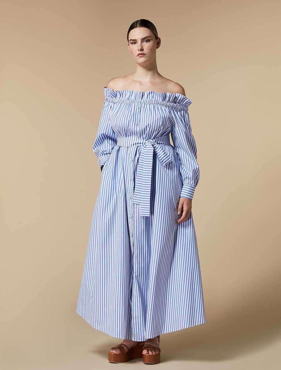 Dresses | Marina Rinaldi Striped Poplin Dress