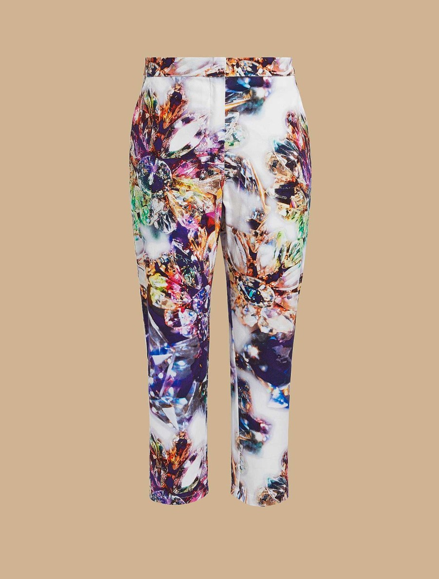 Trousers | Marina Rinaldi Printed Drill Trousers