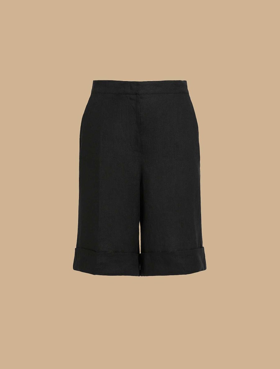 Trousers | Marina Rinaldi Lightweight Linen Bermuda Shorts