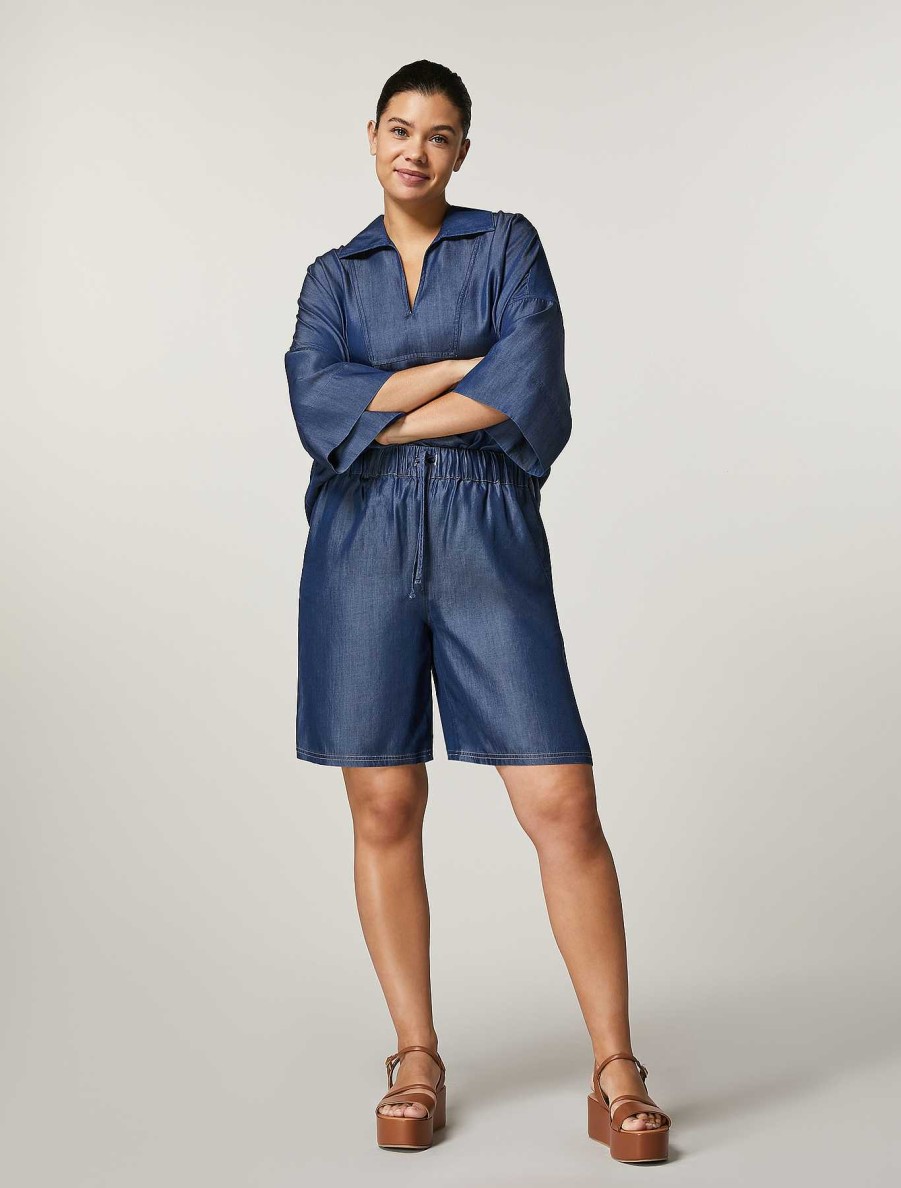 Trousers | Marina Rinaldi Twill Bermuda Shorts