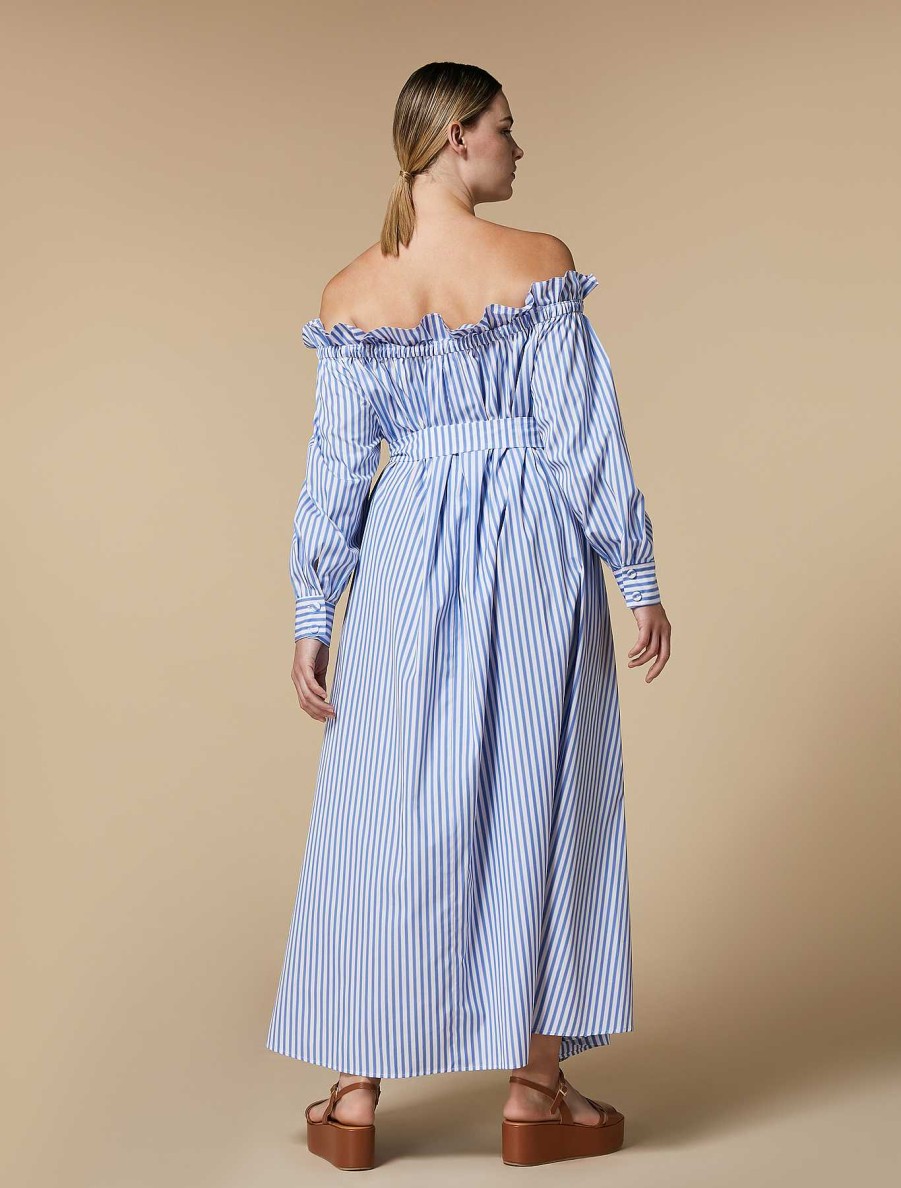 Dresses | Marina Rinaldi Striped Poplin Dress