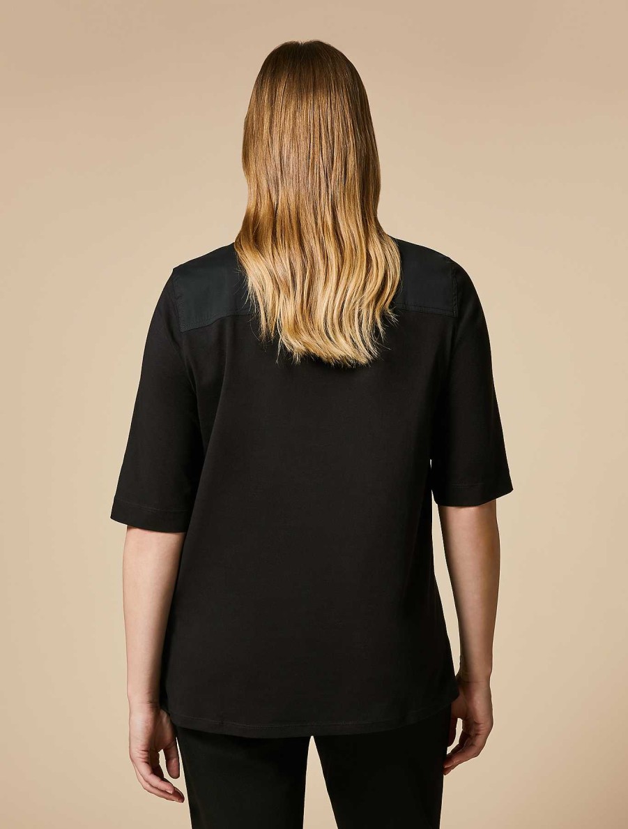 Blouses & Shirts | Marina Rinaldi Jersey And Poplin T-Shirt