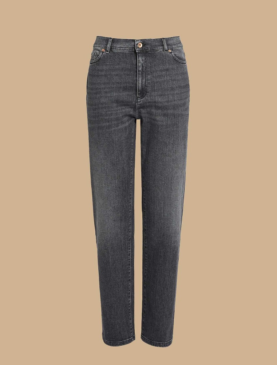 Trousers | Marina Rinaldi Full-Length Cotton Denim Jeans