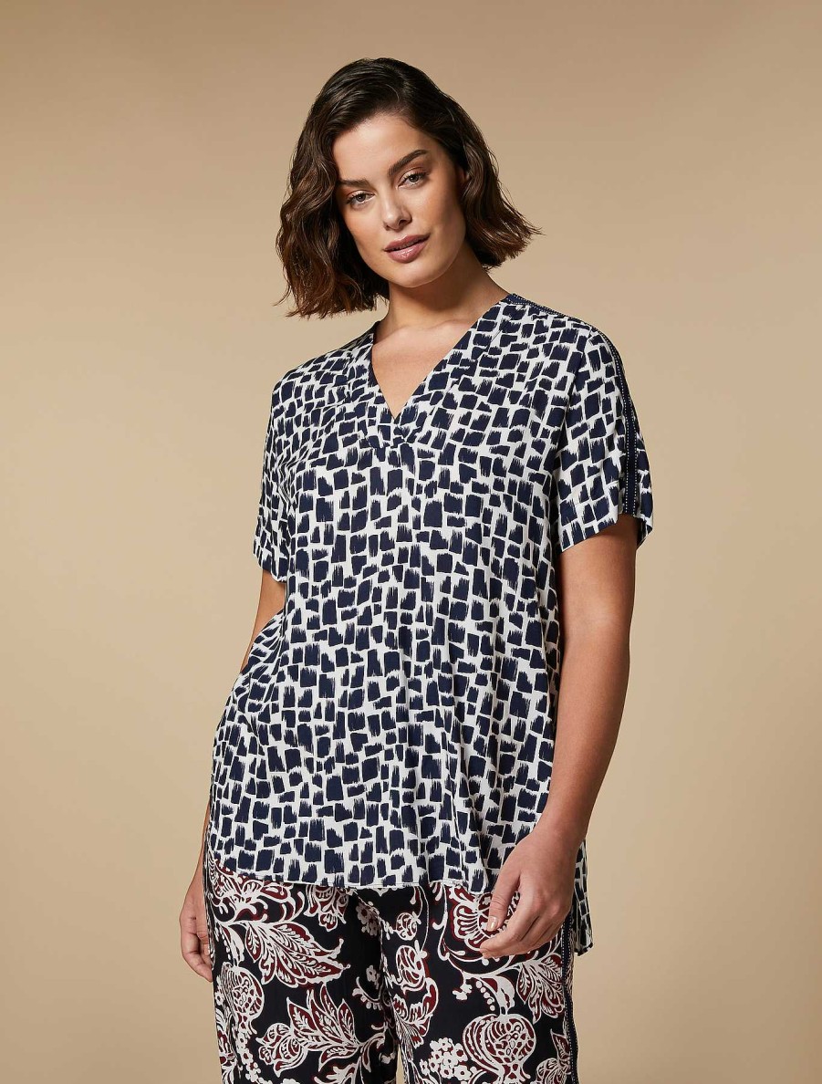 Blouses & Shirts | Marina Rinaldi Printed Fluid Viscose Blouse