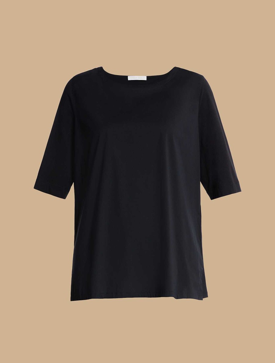 Blouses & Shirts | Marina Rinaldi Jersey And Poplin T-Shirt