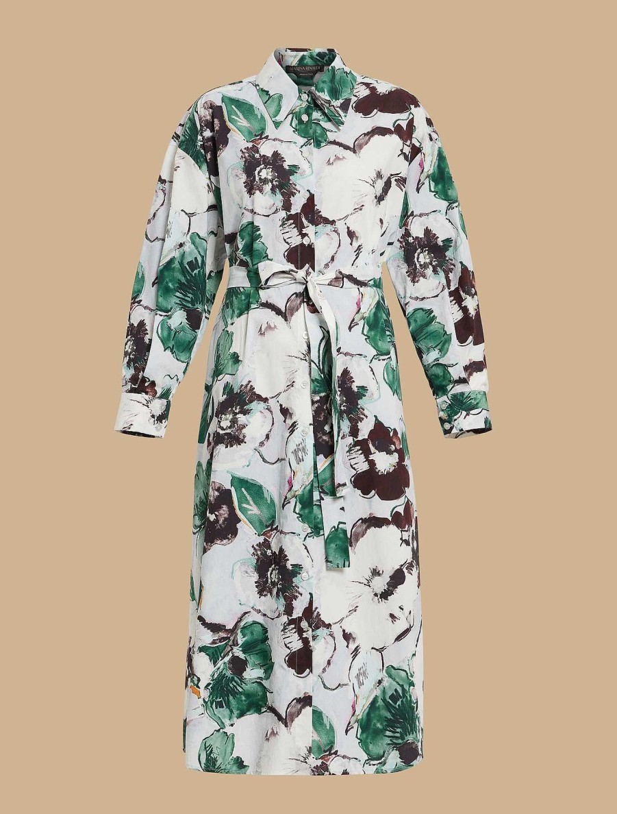 Dresses | Marina Rinaldi Printed Poplin Shirt Dress