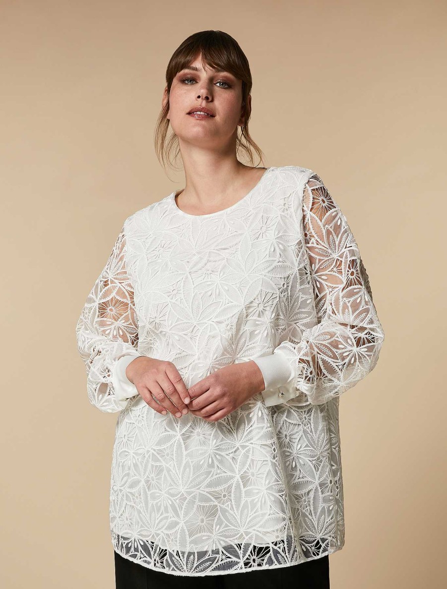 Blouses & Shirts | Marina Rinaldi Embroidered Organza Blouse