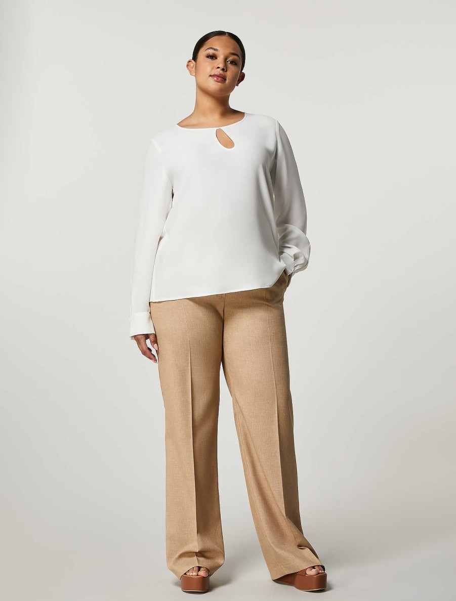 Trousers | Marina Rinaldi Basketweave-Look Palazzo Trousers