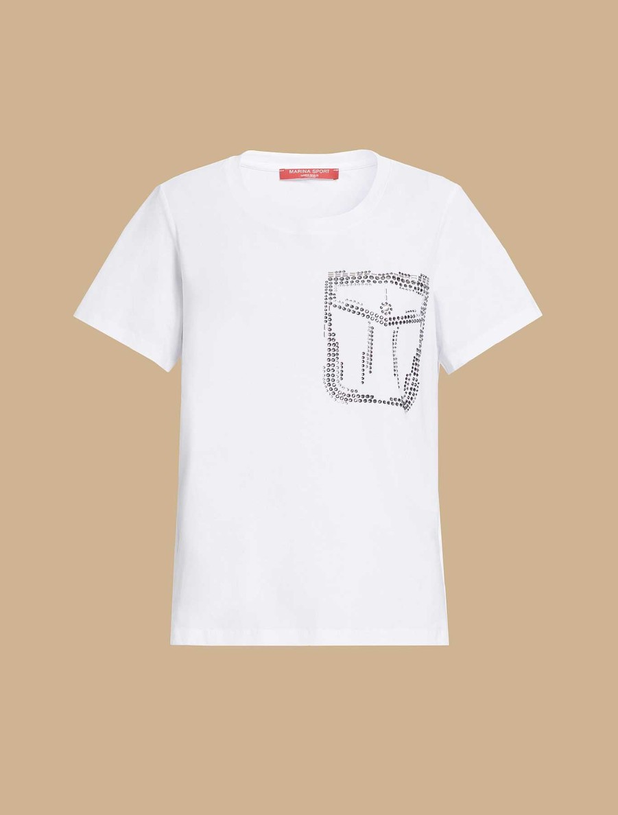 Tops & T-Shirts | Marina Rinaldi Rhinestone-Adorned Jersey T-Shirt