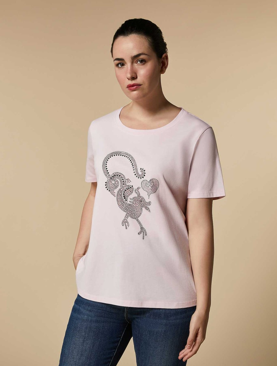 Tops & T-Shirts | Marina Rinaldi Rhinestone-Adorned Jersey T-Shirt