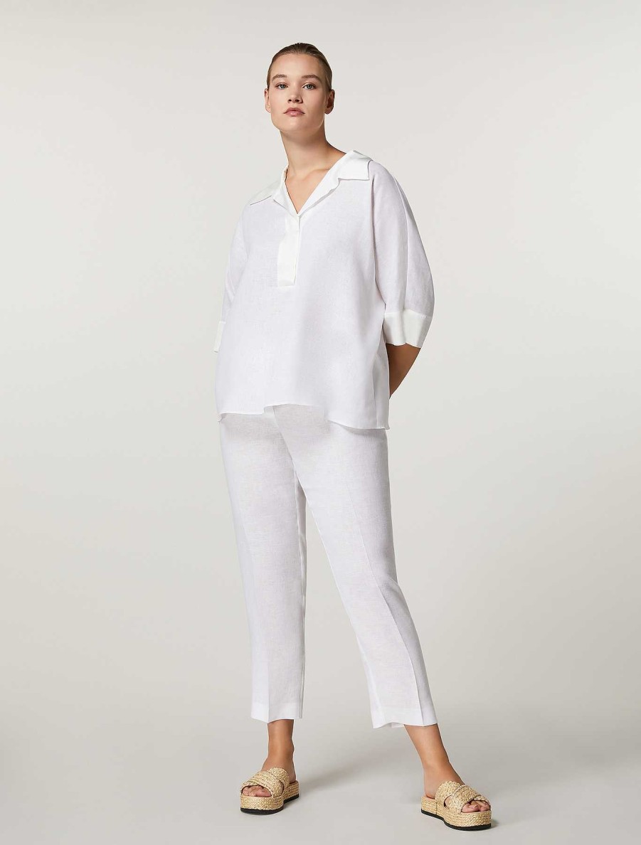 Trousers | Marina Rinaldi Linen Fabric Trousers