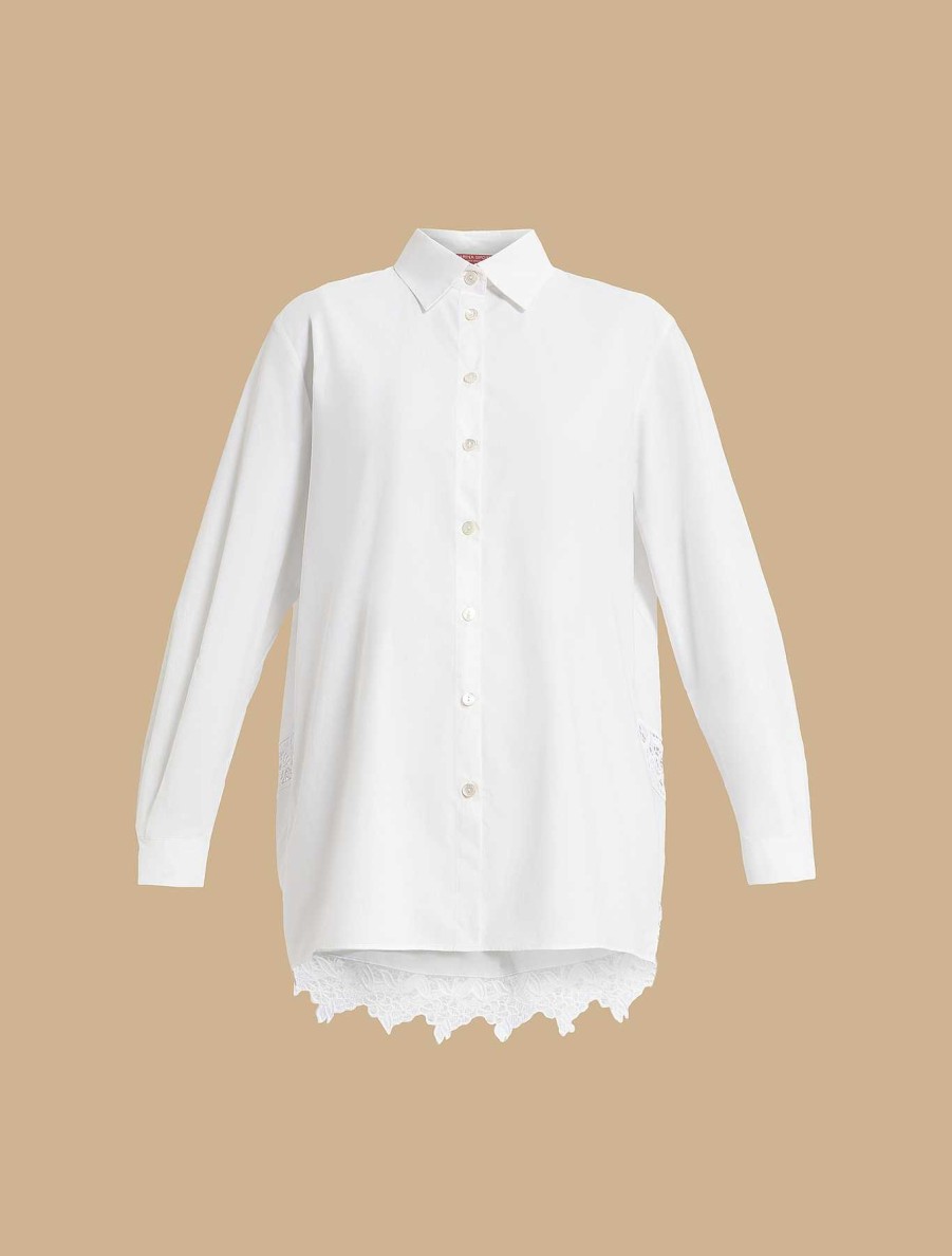 Blouses & Shirts | Marina Rinaldi Lace-Adorned Poplin Shirt