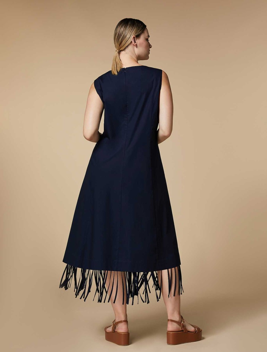 Dresses | Marina Rinaldi Fringed Poplin Dress