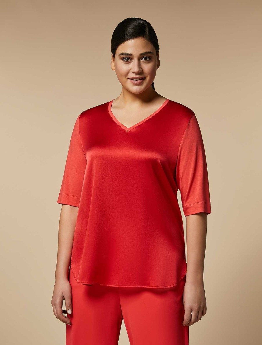 Tops & T-Shirts | Marina Rinaldi Silk And Jersey T-Shirt