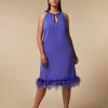 Dresses | Marina Rinaldi Feather-Adorned Crepe Dress