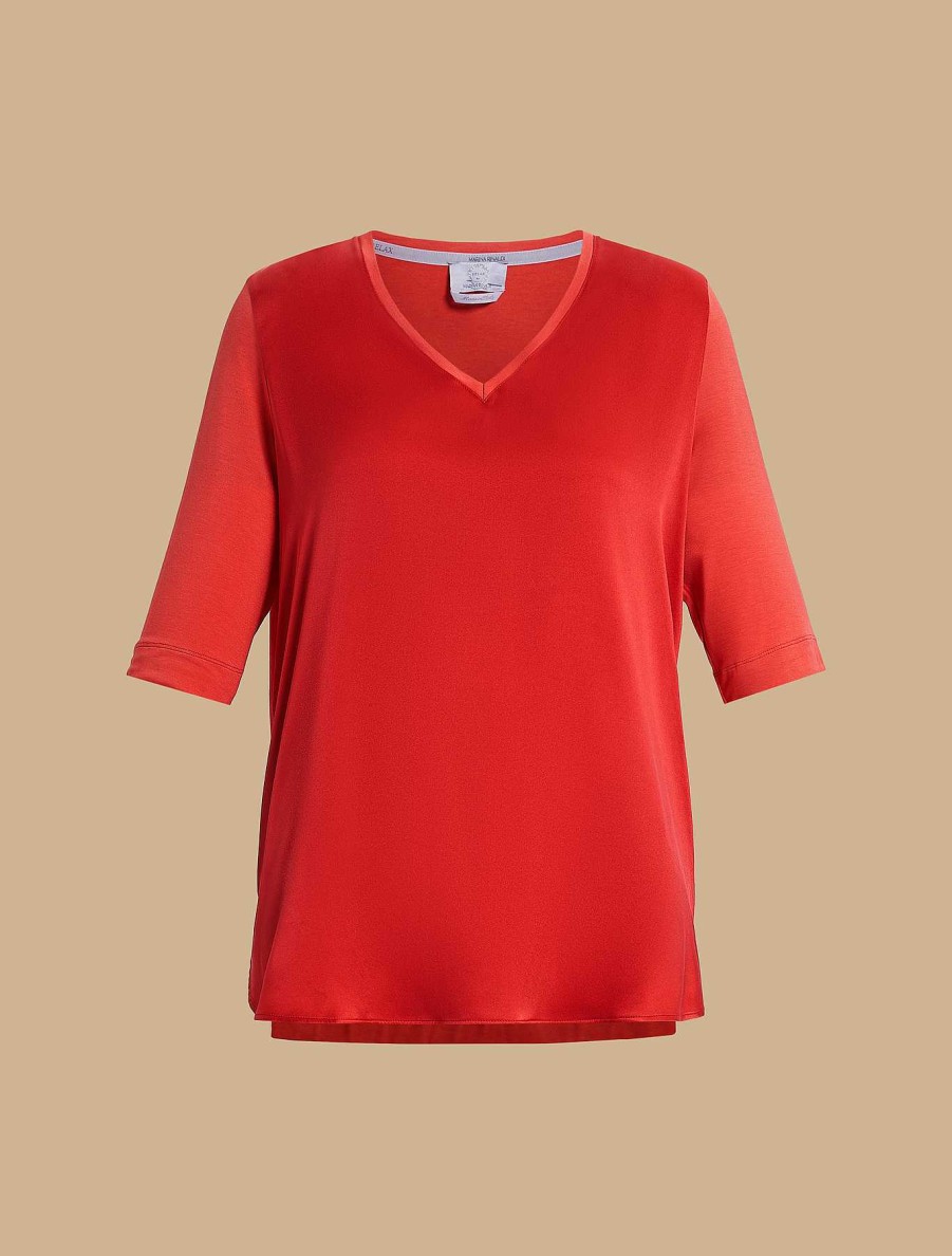 Tops & T-Shirts | Marina Rinaldi Silk And Jersey T-Shirt