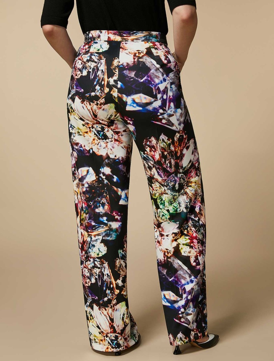 Trousers | Marina Rinaldi Printed Neoprene Trousers