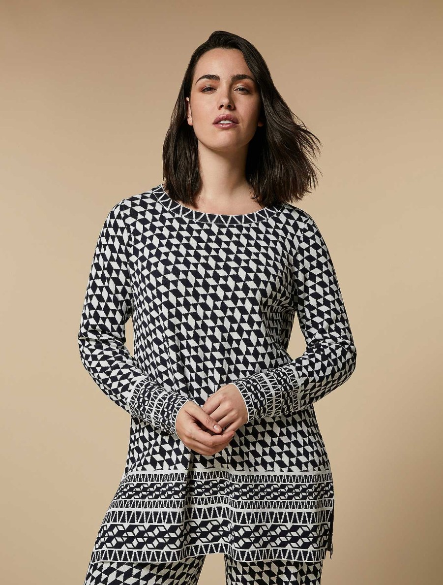 Knitwear | Marina Rinaldi Jacquard Viscose Sweater