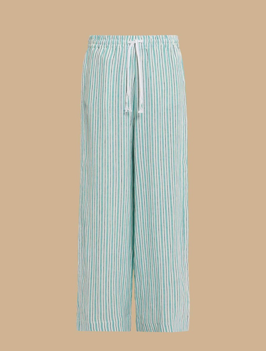 Trousers | Marina Rinaldi Yarn-Dyed Linen Trousers