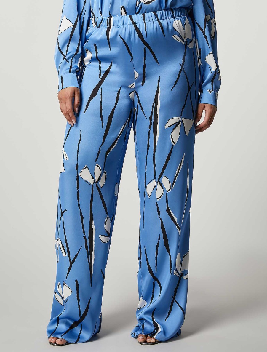 Trousers | Marina Rinaldi Printed Satin Trousers