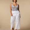 Trousers | Marina Rinaldi Embroidered Cropped Trousers