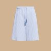 Trousers | Marina Rinaldi Bermuda Shorts In Yarn-Dyed Cotton