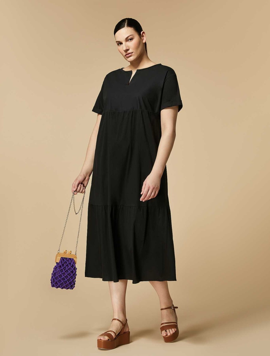 Dresses | Marina Rinaldi Jersey And Poplin Long Dress