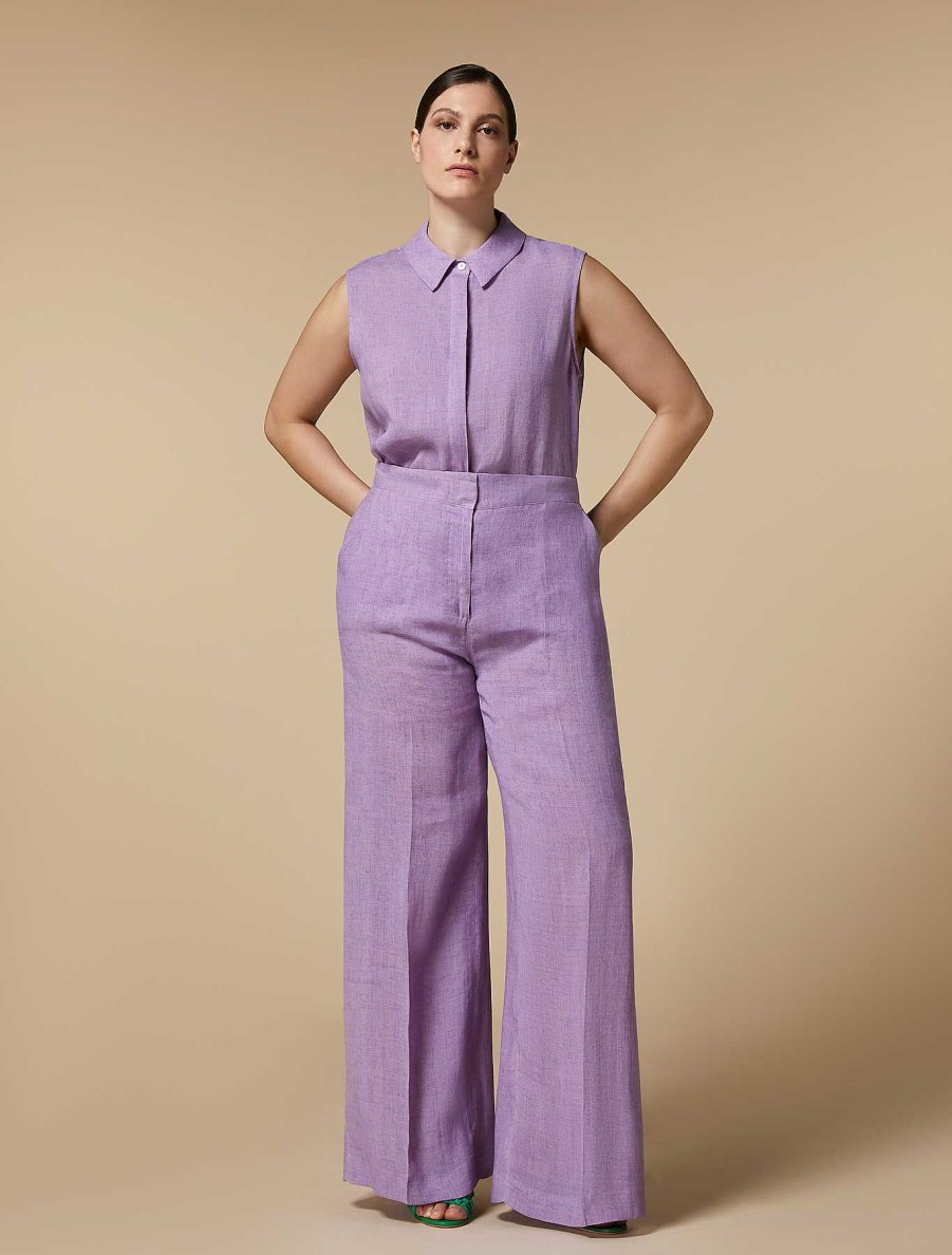 Trousers | Marina Rinaldi Lightweight Linen Trousers